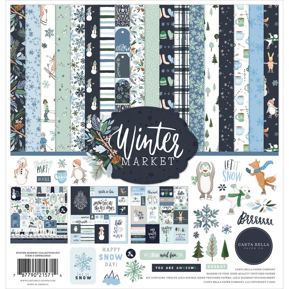 Carta Bella Collection Kit Winter Market 12"x12" Paper Stickers Echo Park